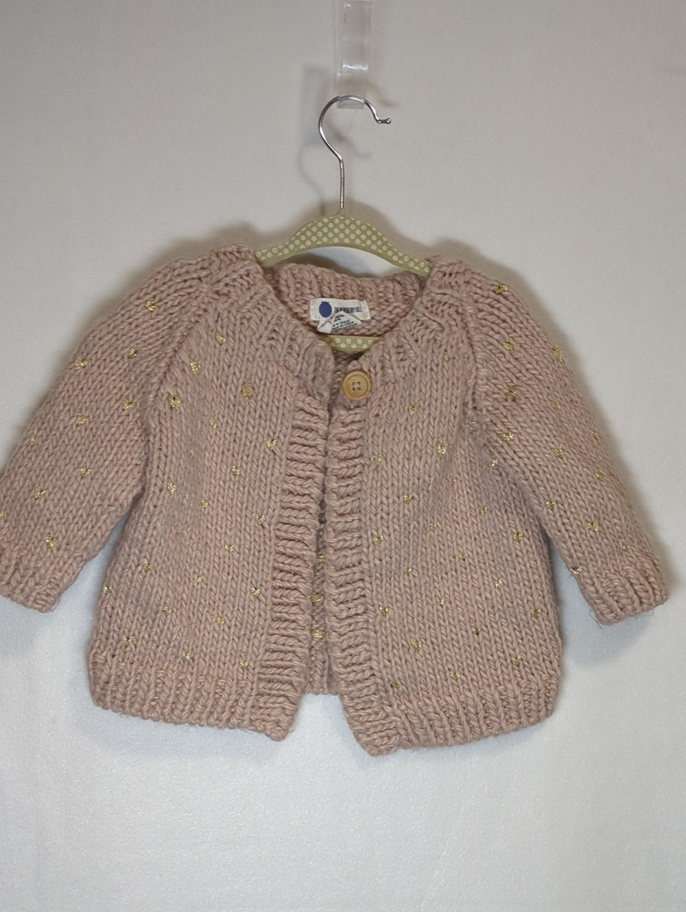 Pink Knit Cardigan with Gold Detail - Kids